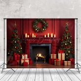Lofaris Retro Rot Wand Kamin Fröhlich Weihnachten Hintergrund